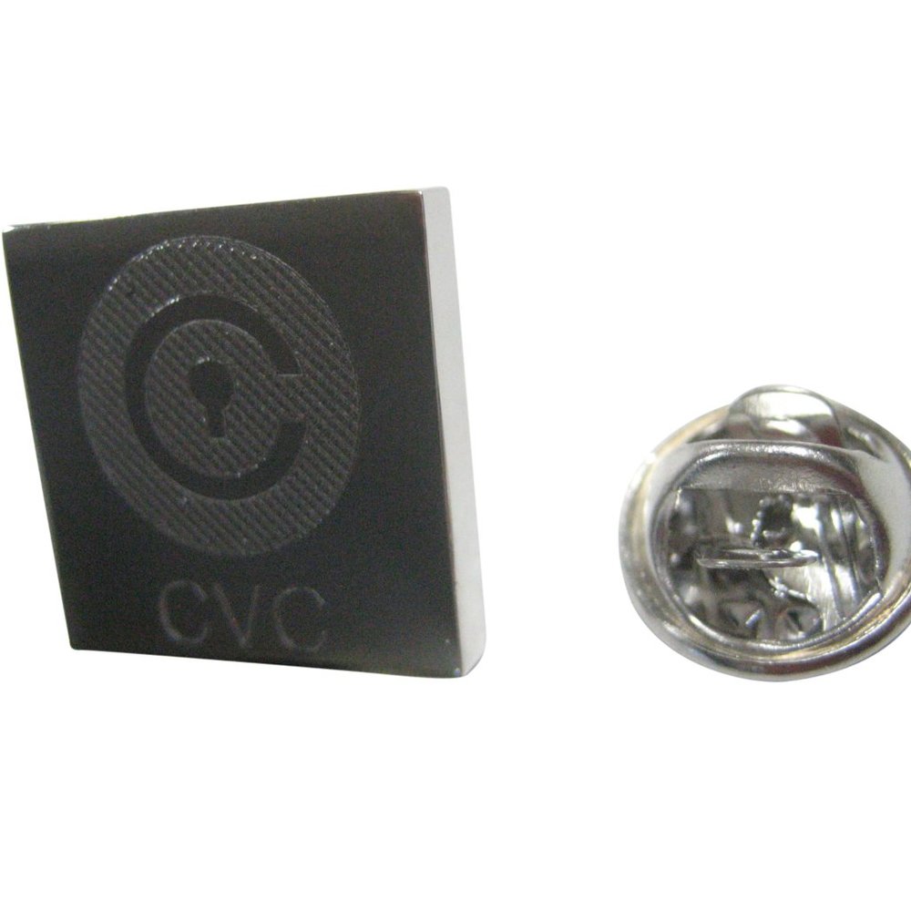 Silver Toned Square Etched Civic Coin CVC Cryptocurrency Blockchain Lapel Pin